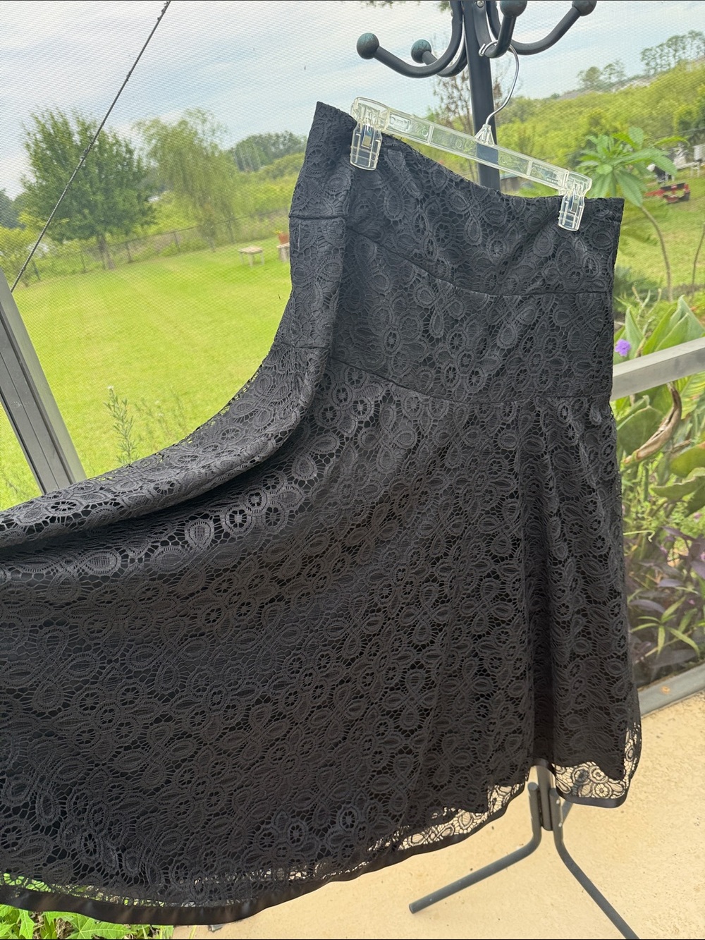 Elegant Black Lace A-Line Skirt